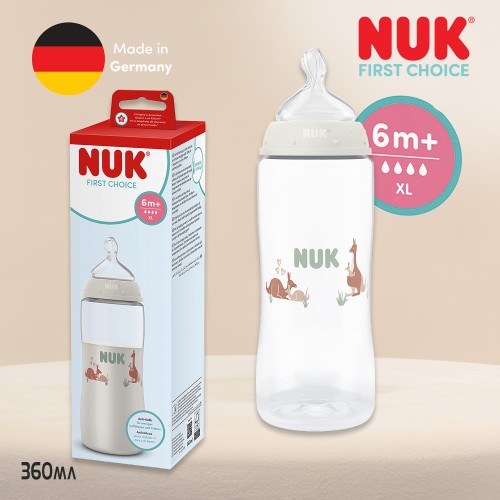 NUK First Choice беби шише ПП 360мл XL Temperature Control силикон цуцла (6m+)